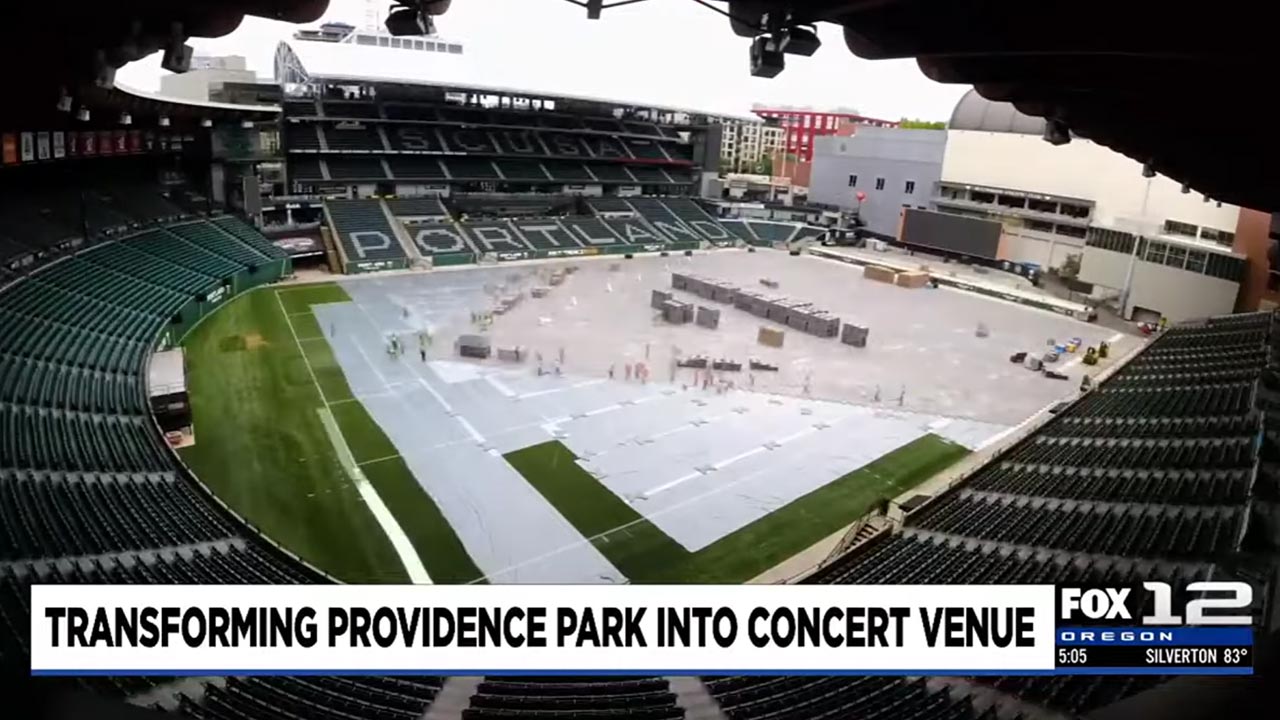 Temporary Flooring being installed in Providence Park Stadium